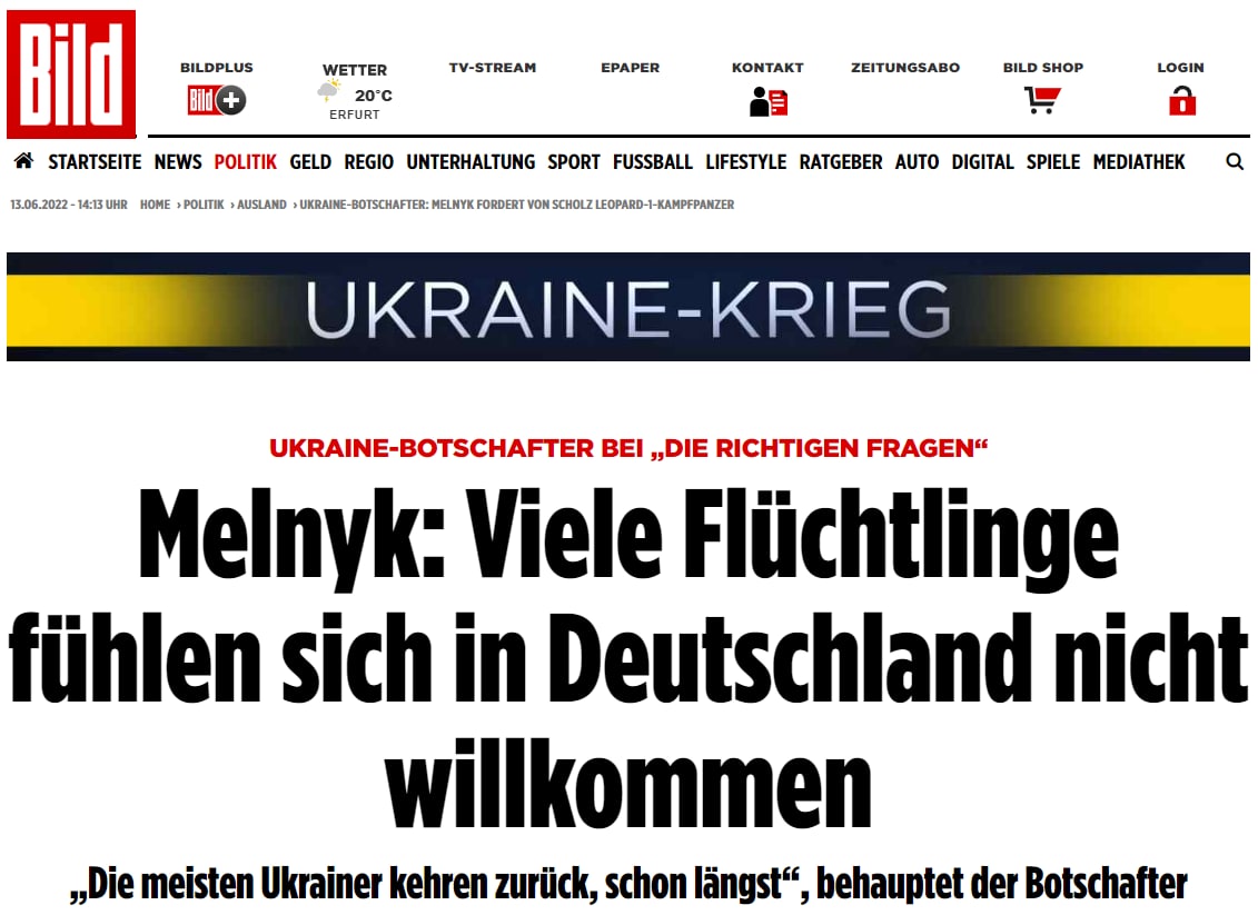 Посол Украины в ФРГ Мельник вновь раскритиковал властей Германии