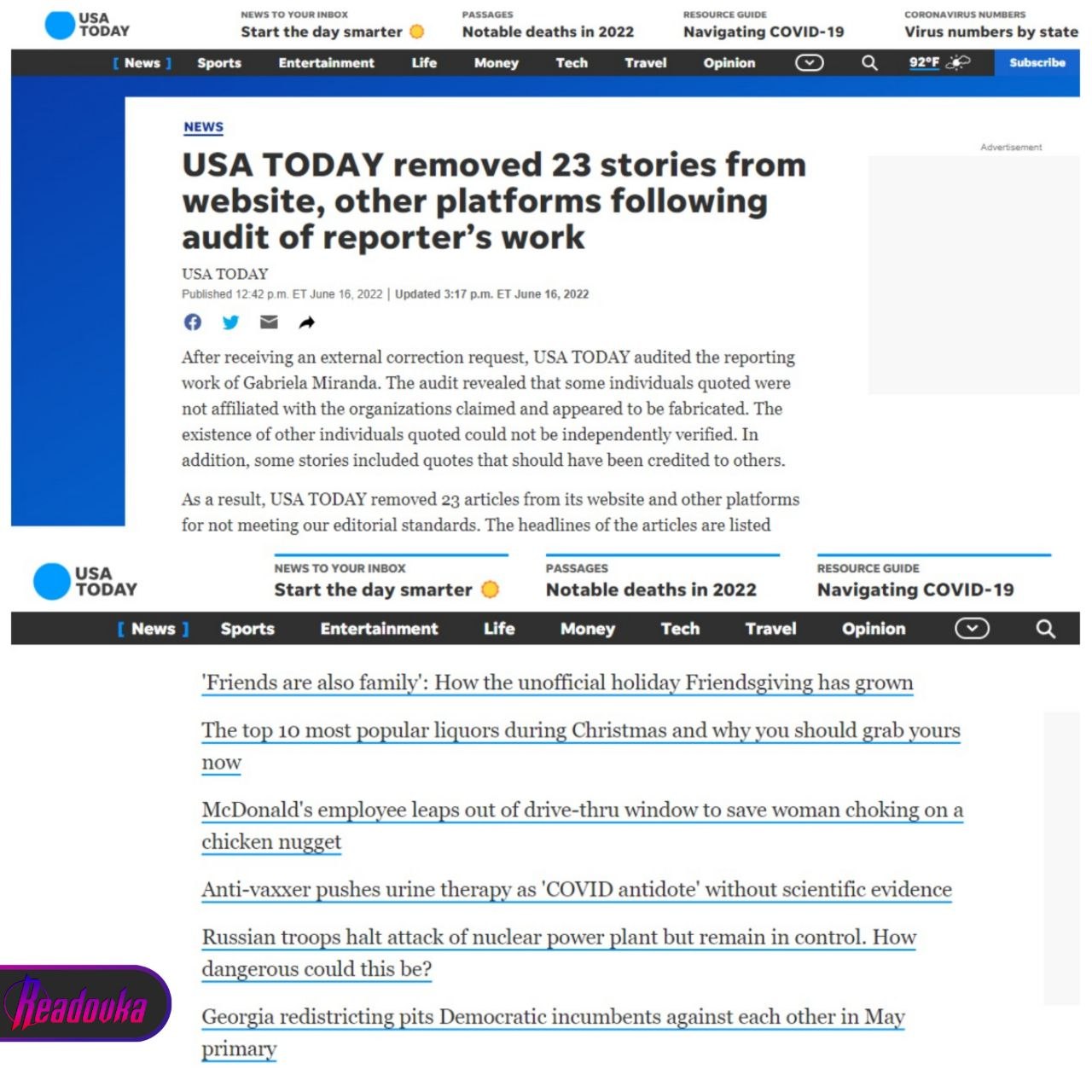 USA Today удалило со своего сайта фейковую статью об угрозе взрыва Запорожской АЭС ВС РФ