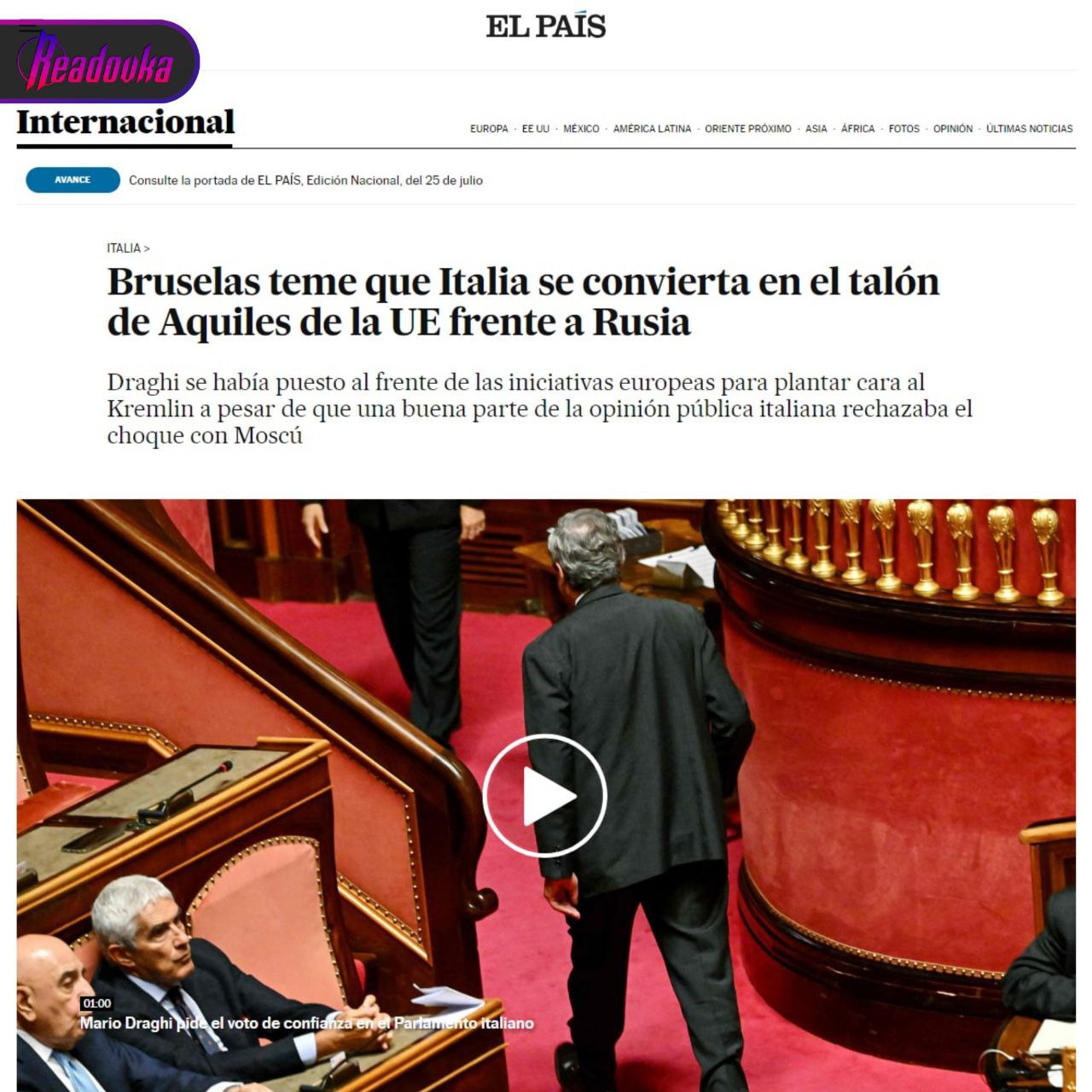 El Pais: Италия после отставки Драги может стать «троянским конем» России в ЕС 