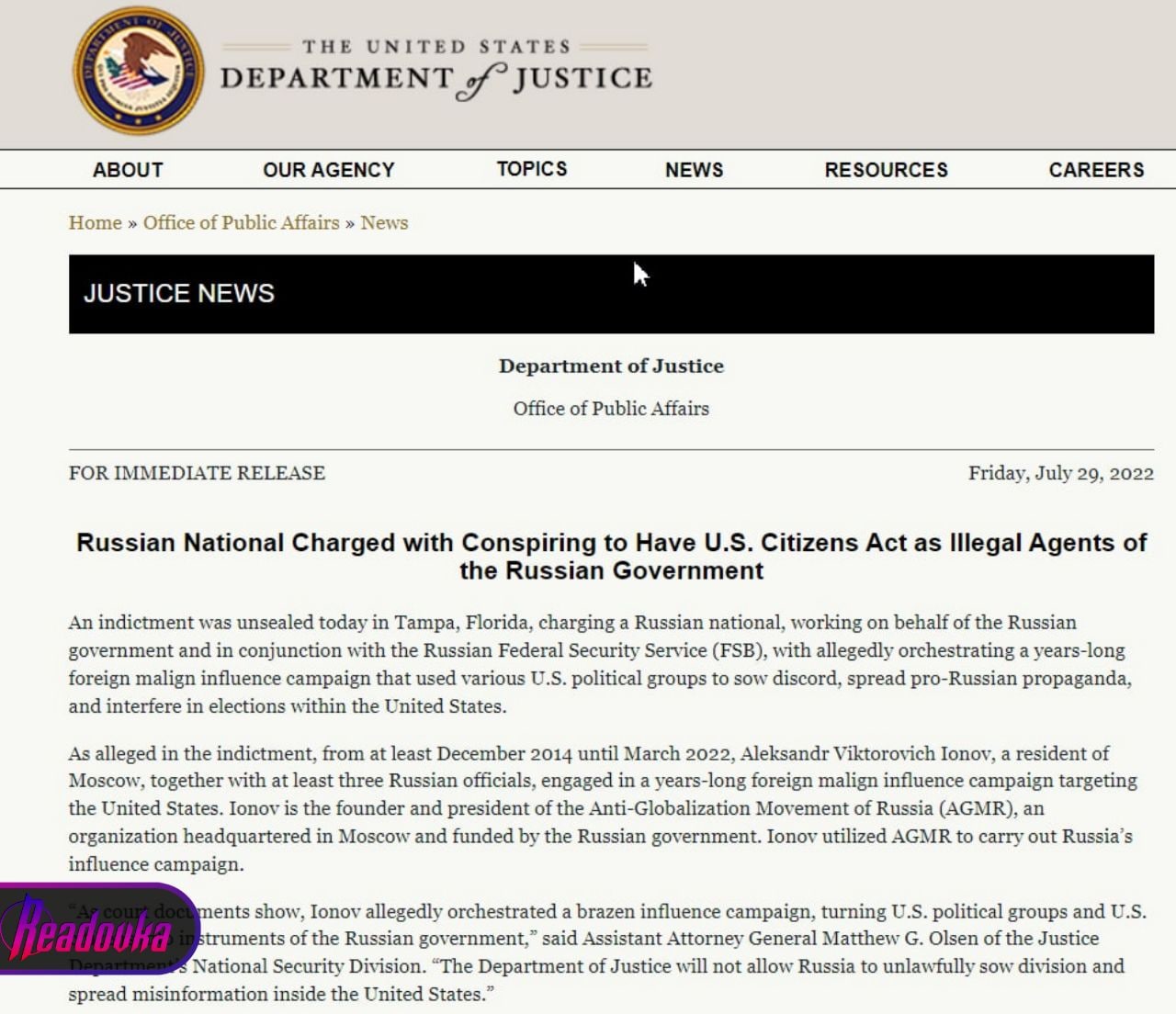 Генпрокурор США возбудил уголовное дело против общественника Александра Ионова 