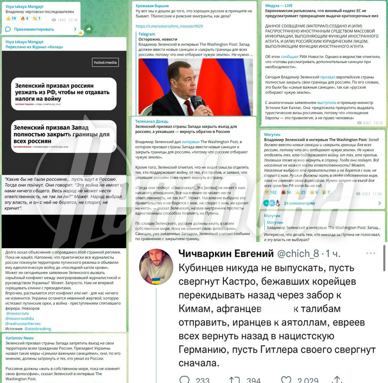 Как либералы из РФ приняли заявление Зеленского о запрете въезда в западные страны