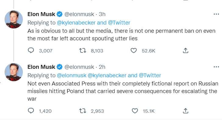 Илон Маск назвал отчет AP о падении российский ракет в Польше ложью