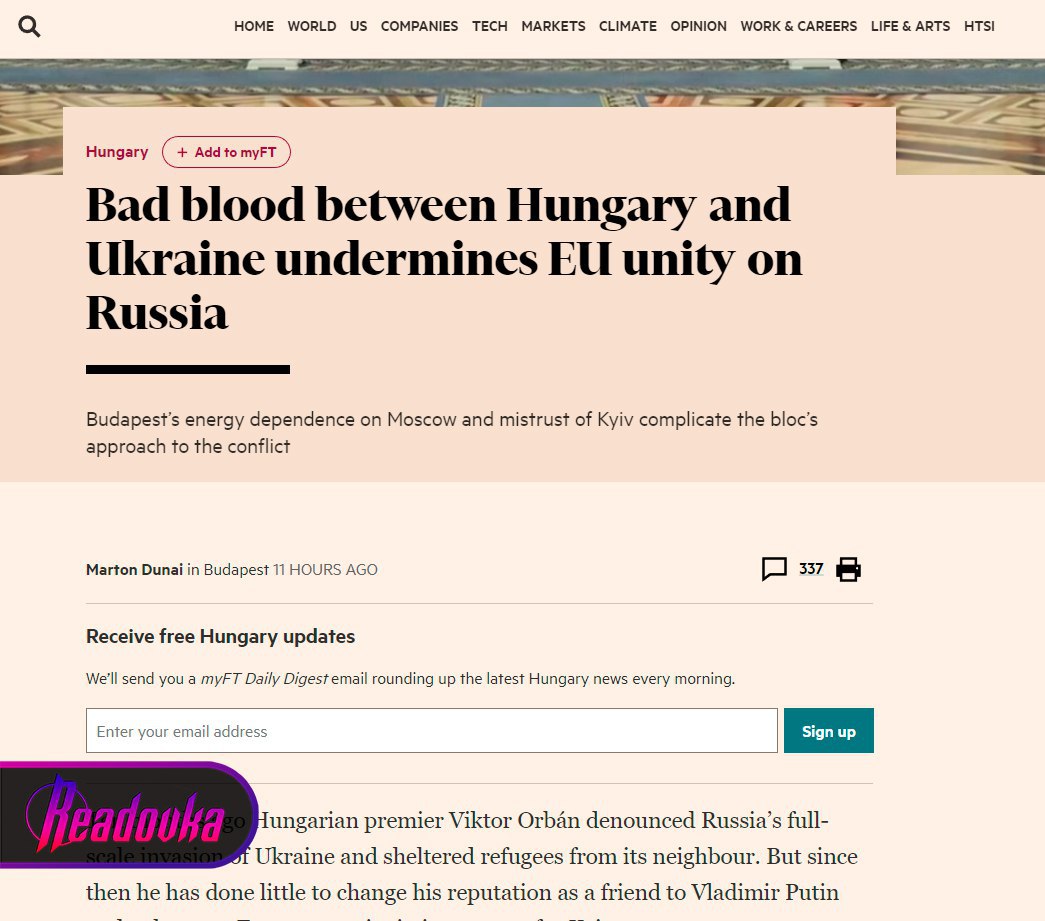 The Financial Times: Венгрия «враждует» с Украиной из-за ущемления прав этнических венгров