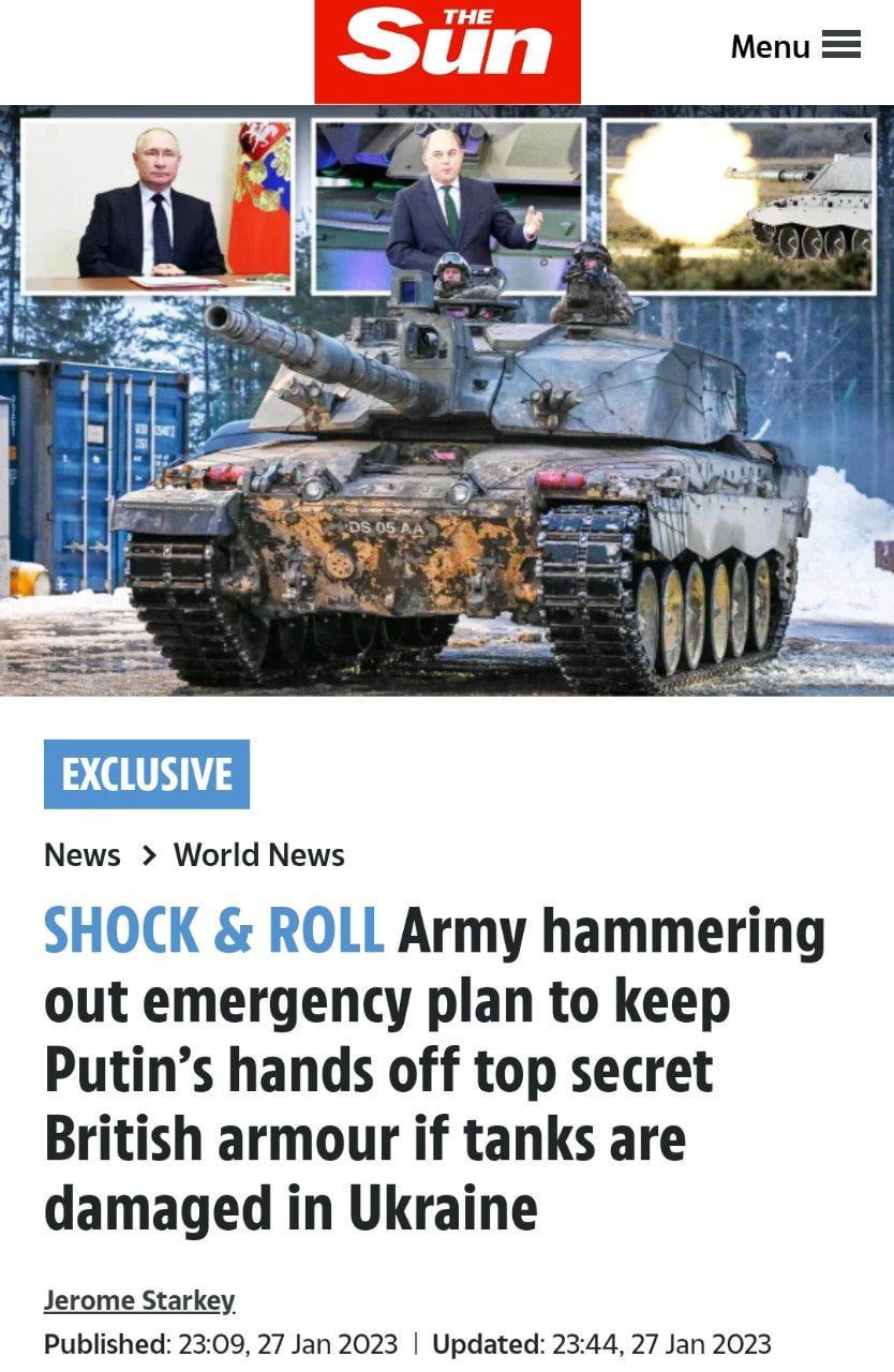 Великобритания опасается попадания британских танков Challenger 2 в руки ВС РФ
