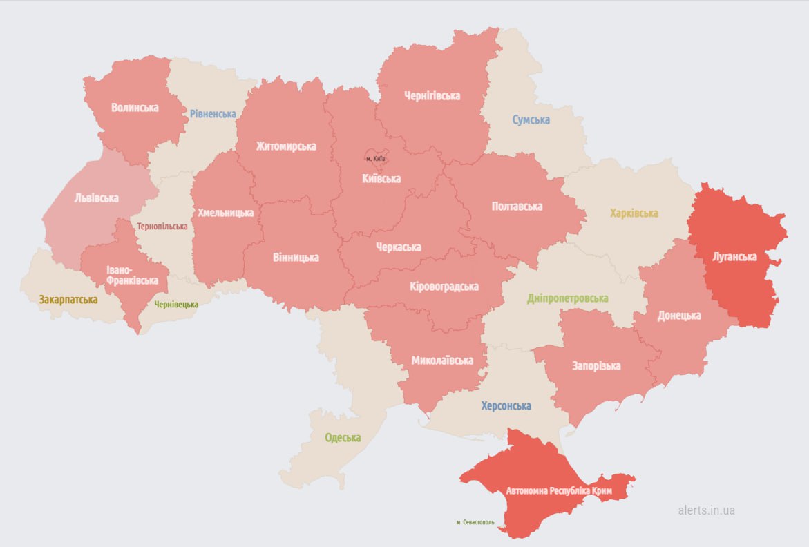 По всей Украине объявлена воздушная тревога