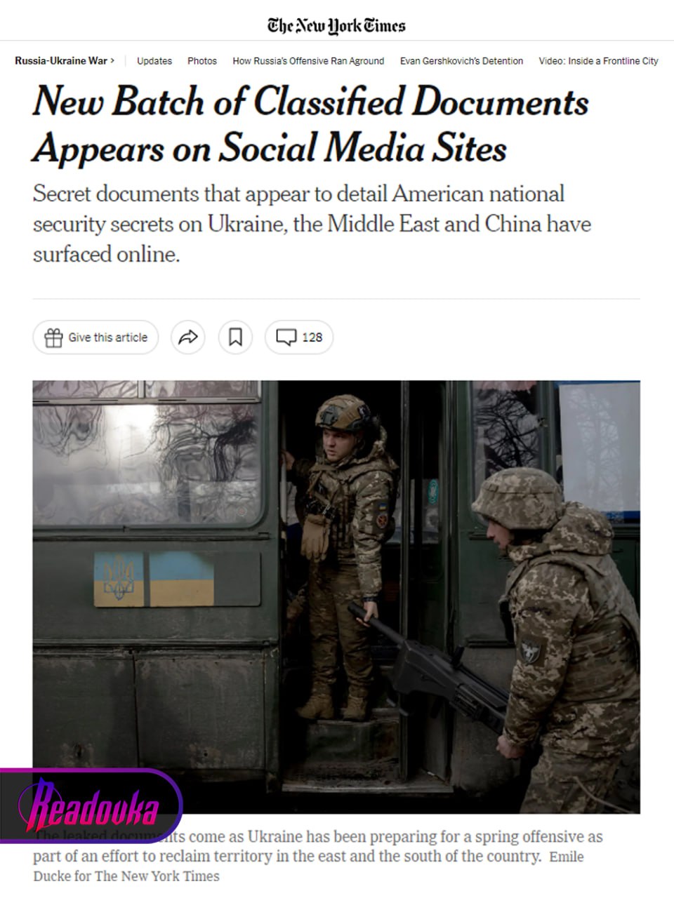 NYT сообщила об утечке в Сеть новых секретных документов США по Украине