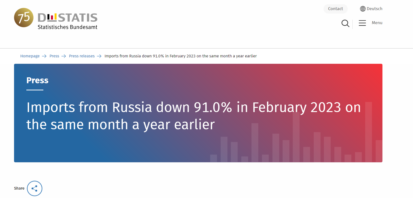 Импорт российской продукции в ФРГ в феврале упал на 91%