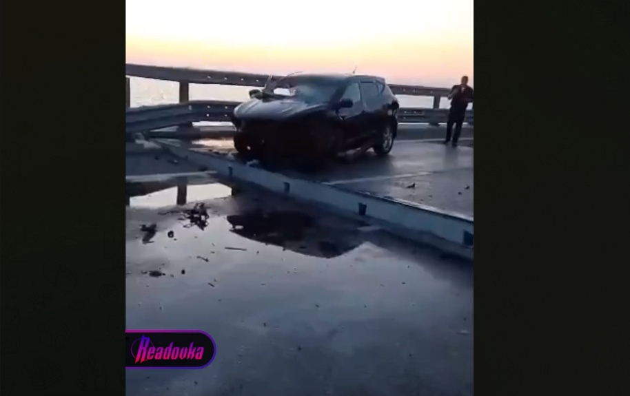 Новые кадры повреждений дорожного полотна Крымского моста