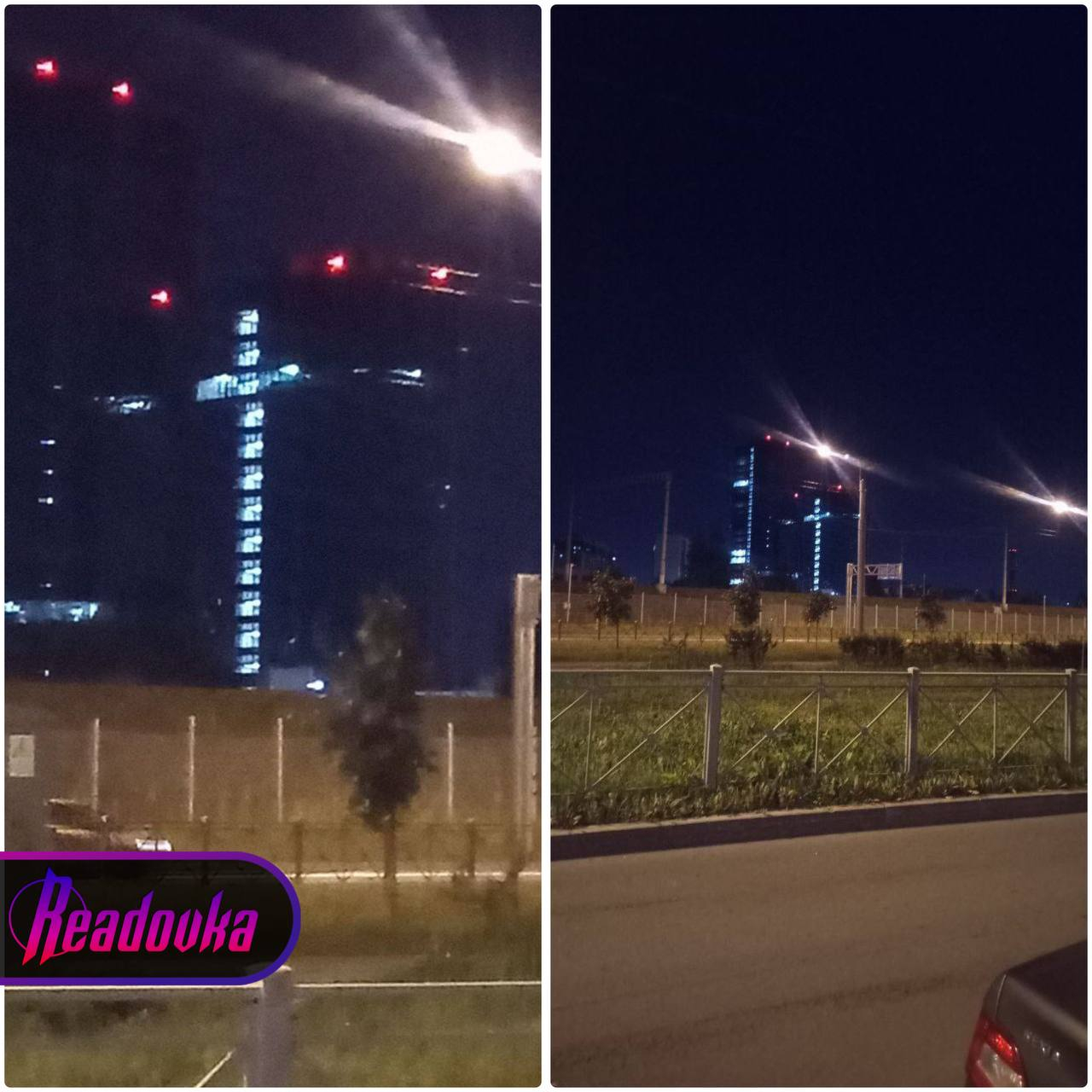 В окнах здания «ЧВК Вагнер Центр» в Петербурге зажгли свет в виде креста