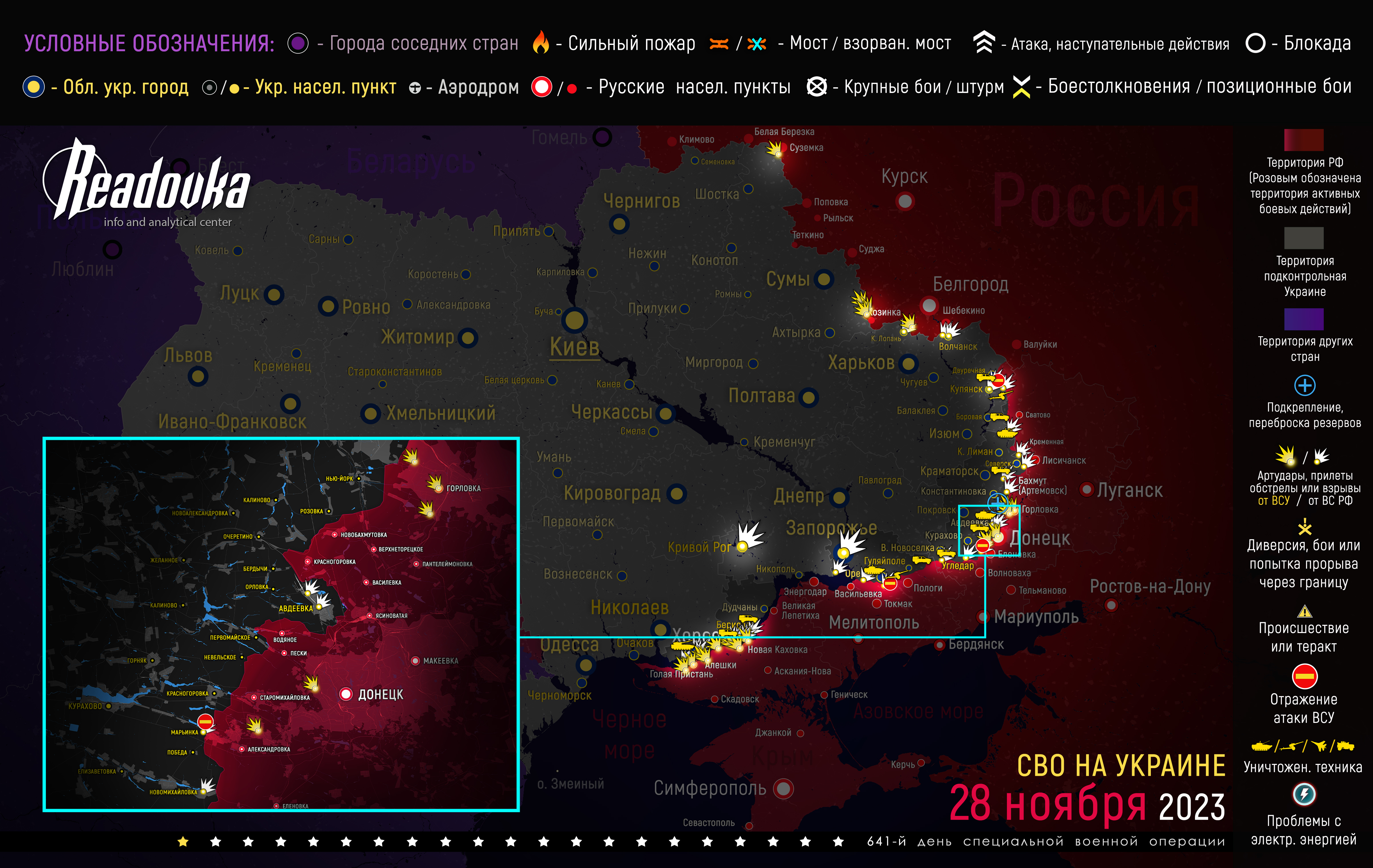 Карта военных действий вечером 28 ноября