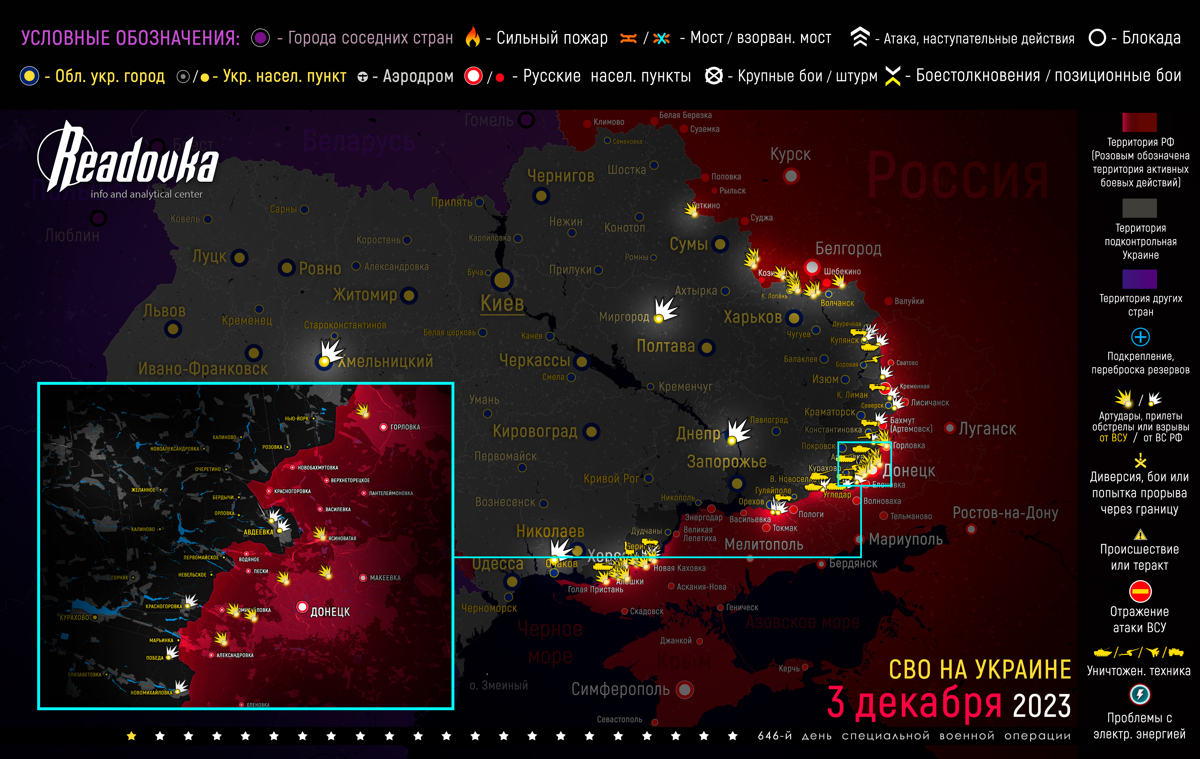 Карта военных действий вечером 3 декабря