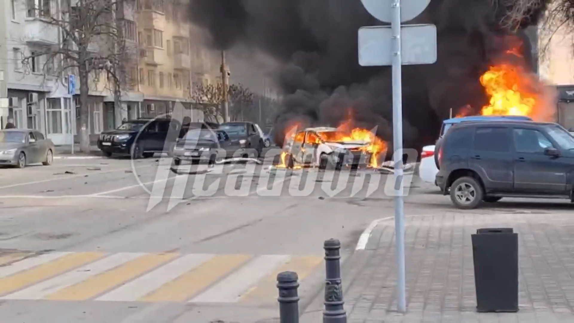 Опубликовано видео первых мгновений после удара ВСУ по Белгороду
