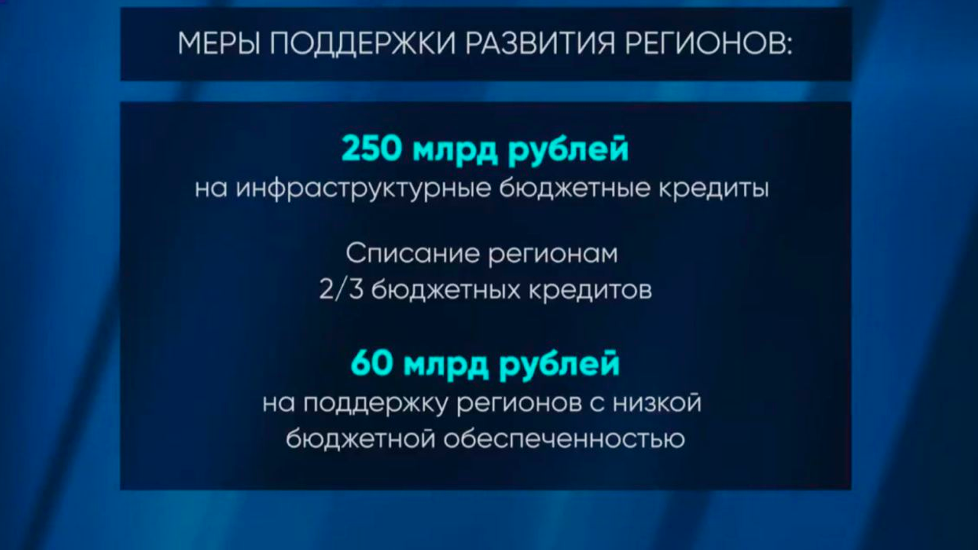 Президент предложил списать две трети задолженностей регионов по бюджетным кредитам