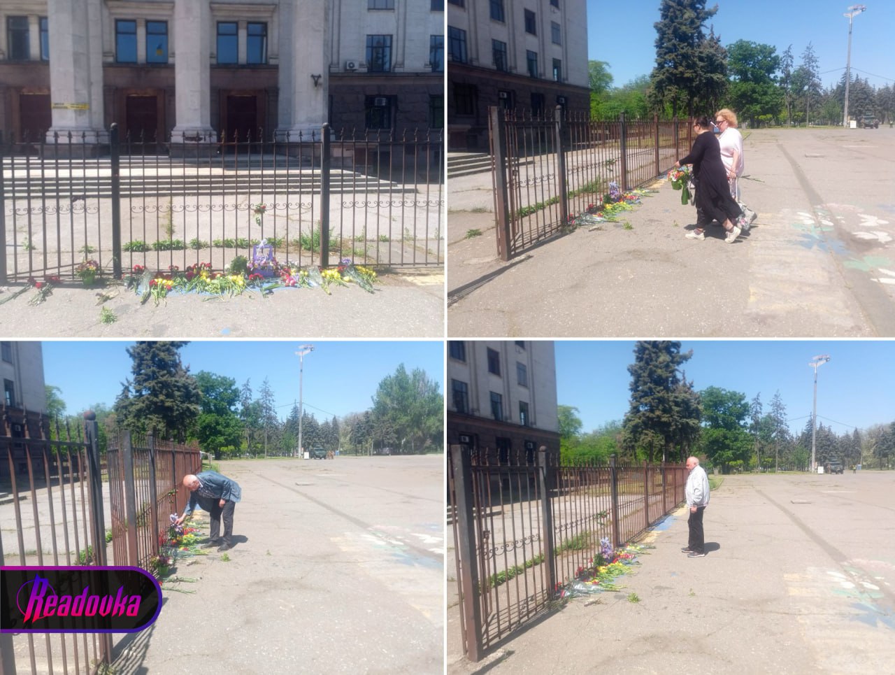 Жители Одессы принесли цветы к Дому Профсоюзов в память о трагедии