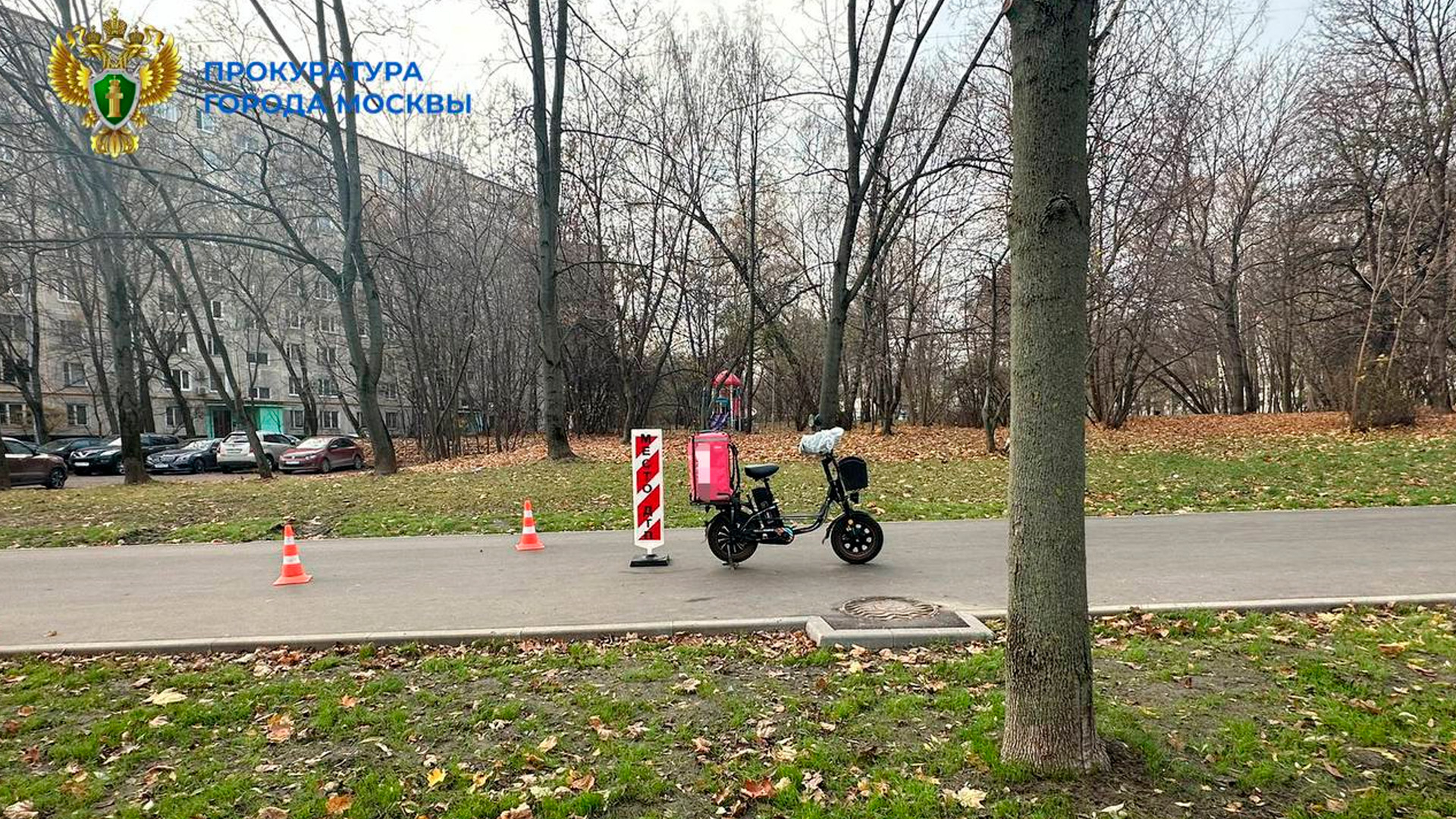 В Москве курьер на электровелосипеде врезался в женщину с коляской