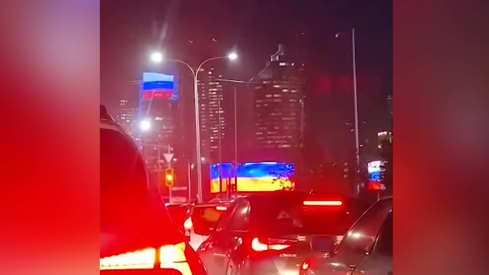 Во время визита Путина в Казахстан российский флаг заменили на украинский