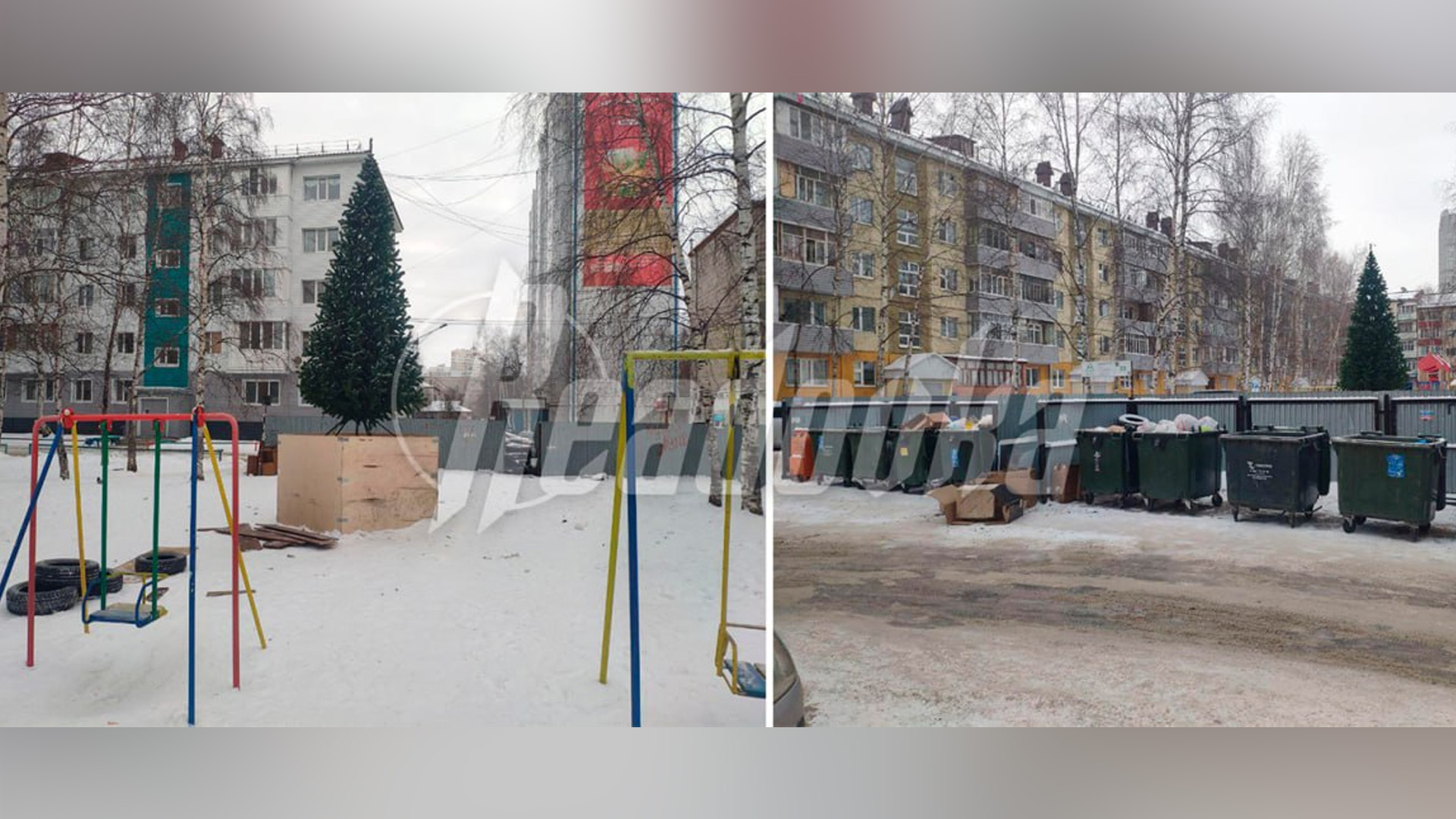 В Нижневартовске новогоднюю елку решили установить у помойки