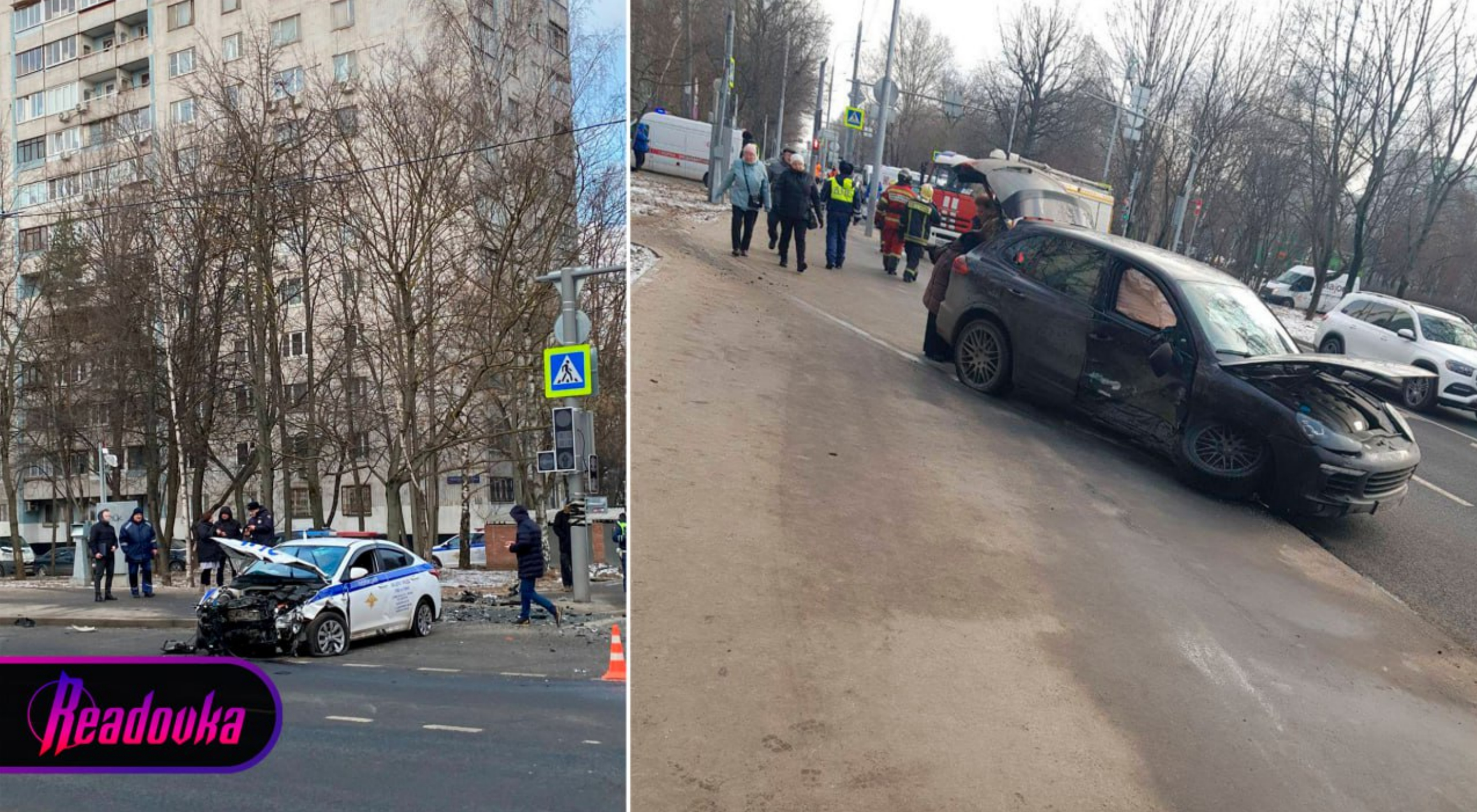 В Москве машина ДПС влетала в Porsche