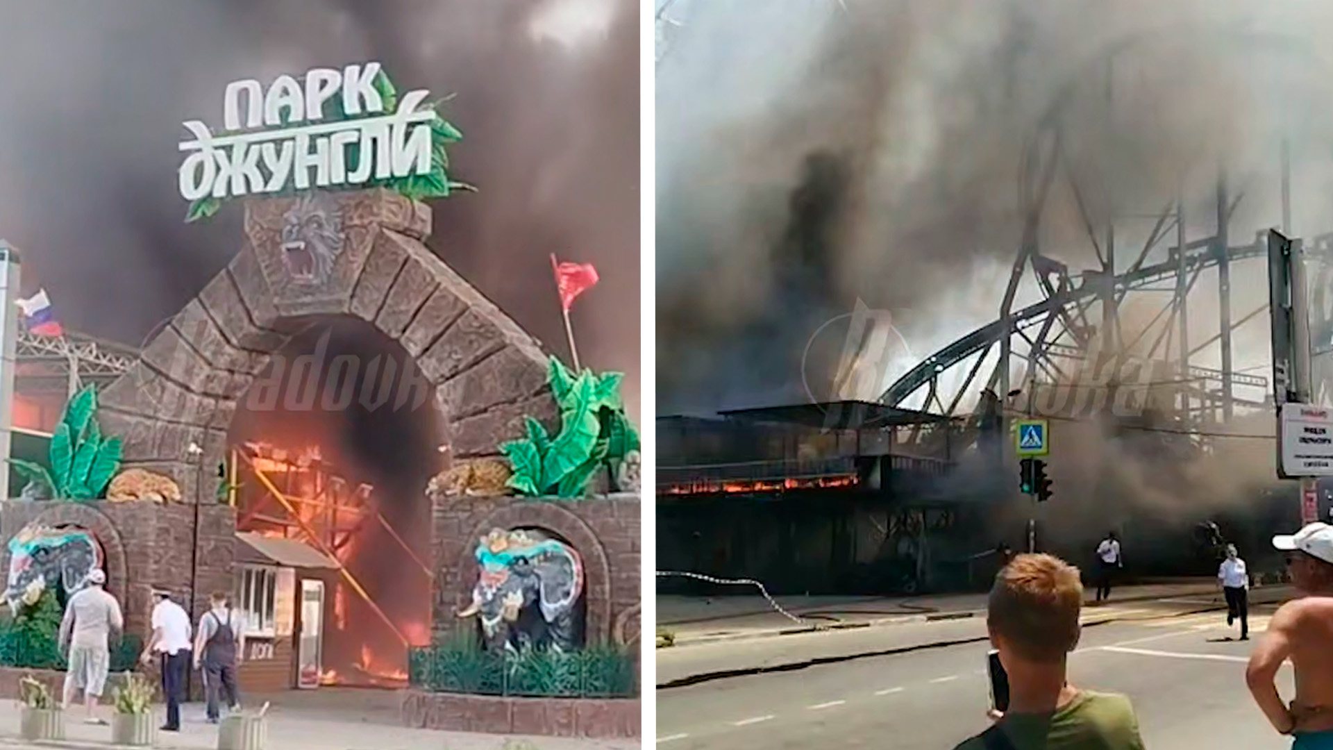 Крупный пожар вспыхнул в парке аттракционов в Анапе