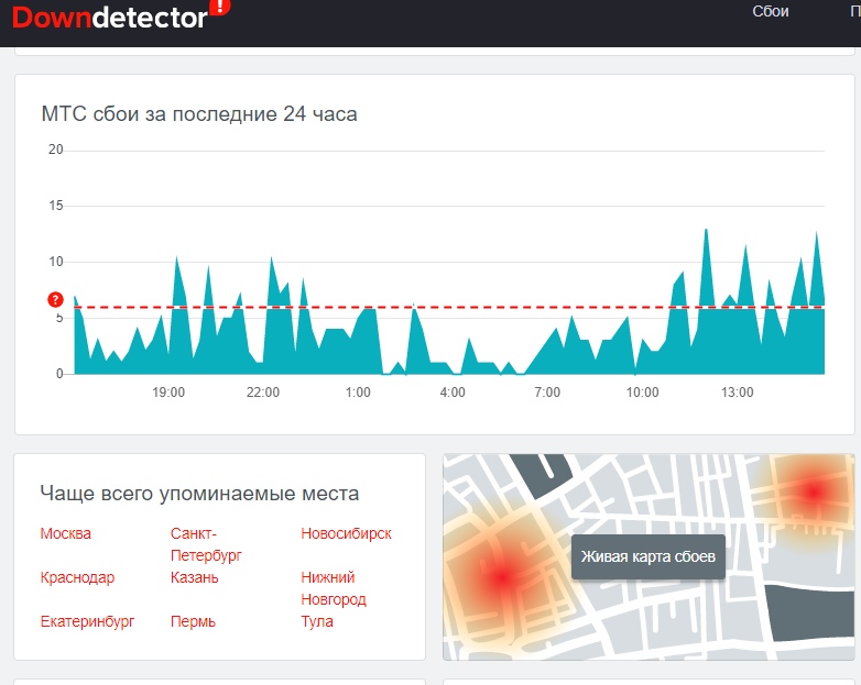 Сбои в работе 3G сети МТС