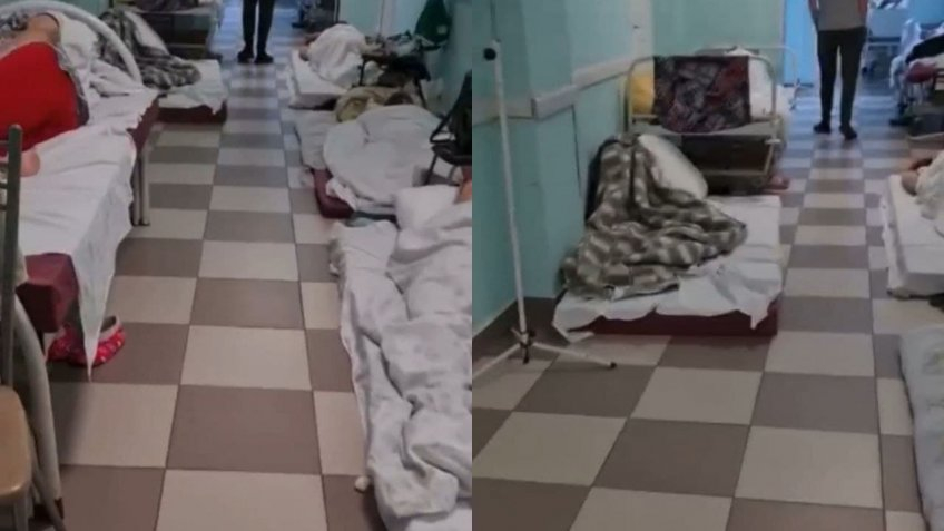 Видео из переполненной больницы в Петербурге, где пациентов с Covid-19 размещают на полу