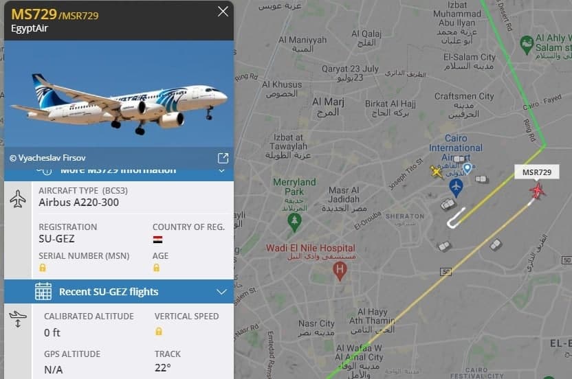 Стала известна причина возвращения самолета EgyptAir обратно в аэропорт