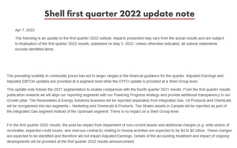 Shell подсчитала потери, связанные с ее деятельностью в РФ