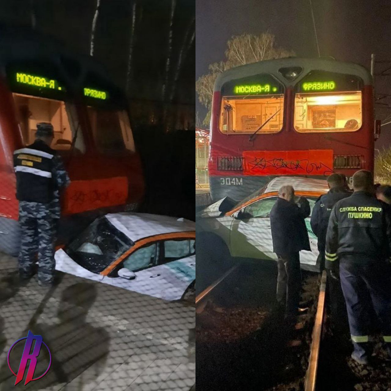 В Подмосковной Ивантеевке электричка протаранила машину каршеринга