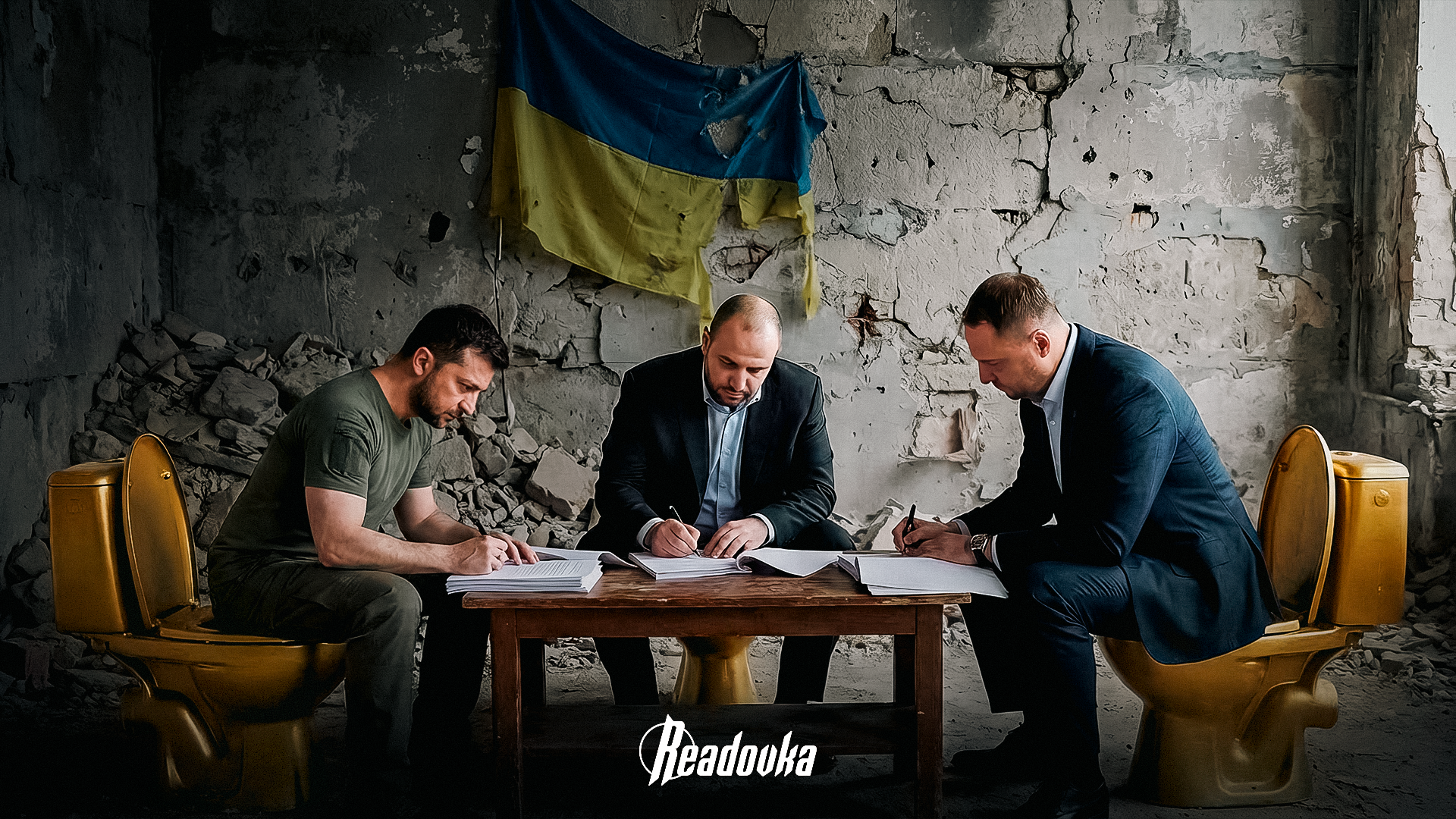 Люди на золотых горшках принимают решение о будущем Украины