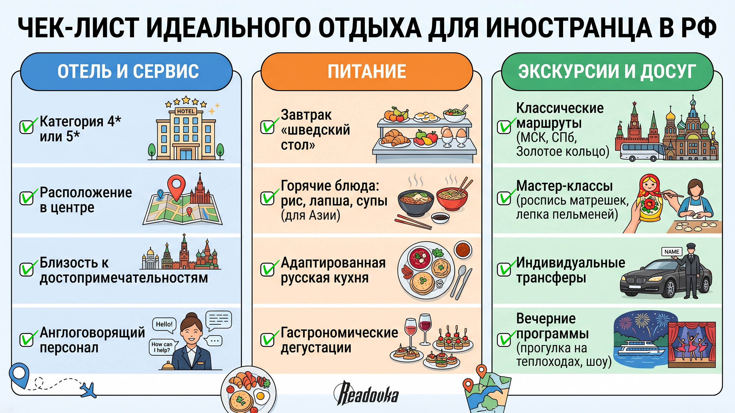 Ближе к центру и с горячим завтраком: главные требования иностранных гостей к отдыху в России